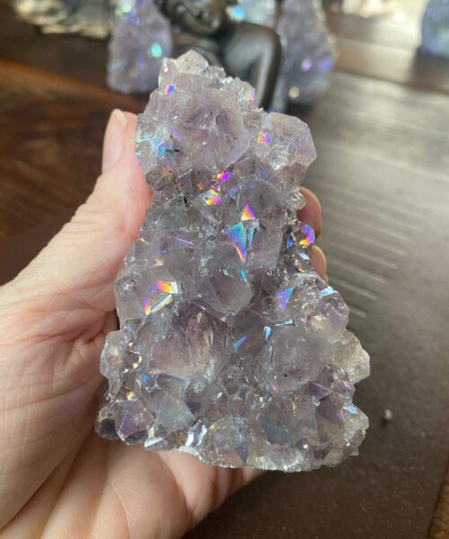 Alternative view of Premium High Grade Amethyst Angel Aura Druzy 179 Mini Geode Cluster Piece Cut Base 246g H9xW6xD4cm