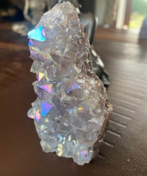 Premium High Grade Amethyst Angel Aura Druzy 180 Mini Geode Cluster Piece Cut Base 329g H10xW6xD4.5cm - Image 9