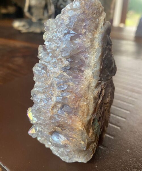 Premium High Grade Amethyst Angel Aura Druzy 180 Mini Geode Cluster Piece Cut Base 329g H10xW6xD4.5cm - Image 8