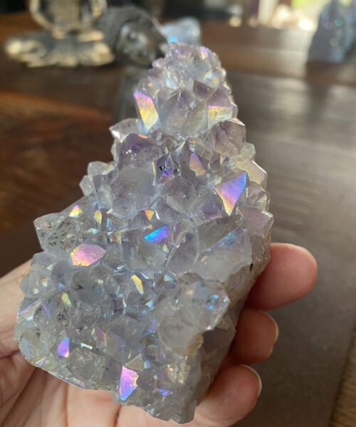 Alternative view of Premium High Grade Amethyst Angel Aura Druzy 180 Mini Geode Cluster Piece Cut Base 329g H10xW6xD4.5cm
