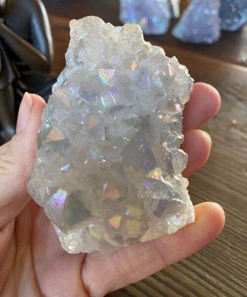 Premium High Grade Amethyst Angel Aura Druzy 183 Mini Geode Cluster Piece Cut Base 191g H7xW6xD4cm - Image 3