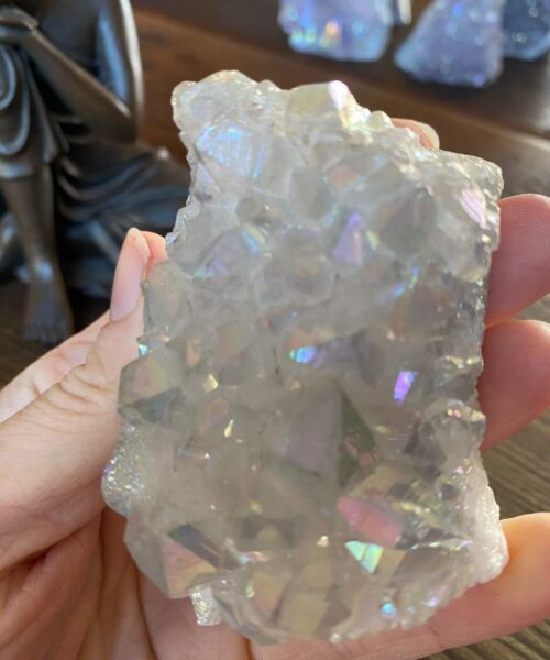 Alternative view of Premium High Grade Amethyst Angel Aura Druzy 183 Mini Geode Cluster Piece Cut Base 191g H7xW6xD4cm