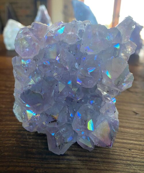 Premium High Grade Amethyst Angel Aura Druzy 184 Mini Geode Cluster Piece Cut Base 336g H7xW7xD4.5cm