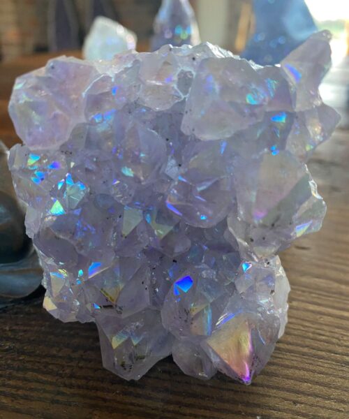 Premium High Grade Amethyst Angel Aura Druzy 184 Mini Geode Cluster Piece Cut Base 336g H7xW7xD4.5cm - Image 4