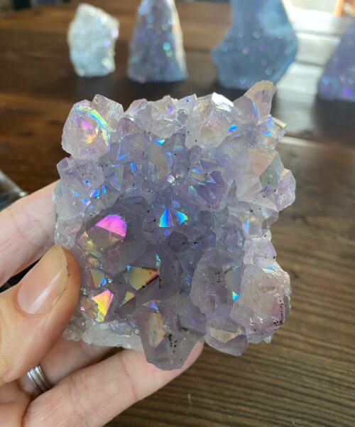 Premium High Grade Amethyst Angel Aura Druzy 184 Mini Geode Cluster Piece Cut Base 336g H7xW7xD4.5cm - Image 3