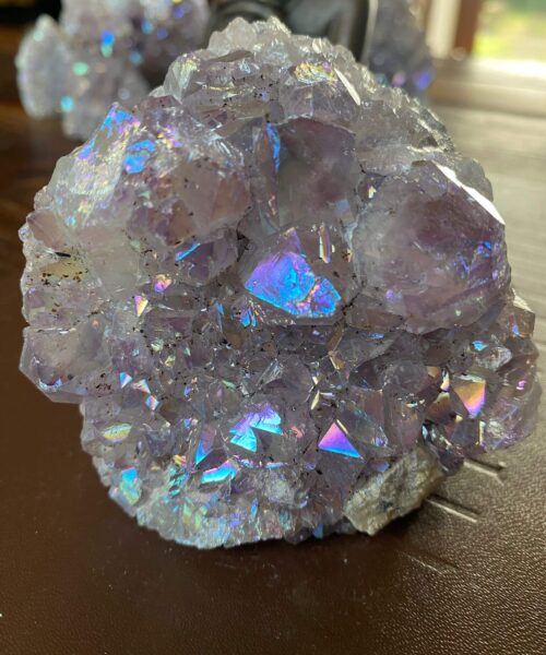 Premium High Grade Amethyst Angel Aura Druzy 187 Mini Geode Cluster Piece Cut Base 687g H8xW9xD6.5cm