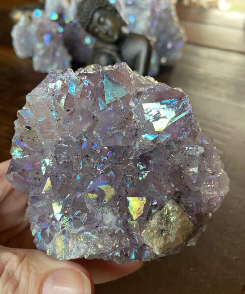 Premium High Grade Amethyst Angel Aura Druzy 187 Mini Geode Cluster Piece Cut Base 687g H8xW9xD6.5cm - Image 3