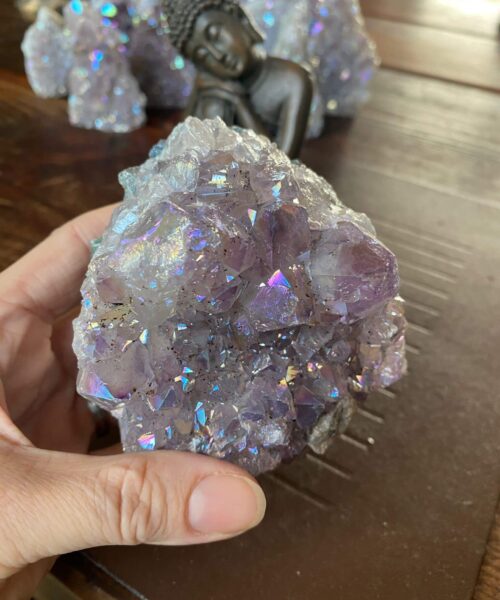 Alternative view of Premium High Grade Amethyst Angel Aura Druzy 187 Mini Geode Cluster Piece Cut Base 687g H8xW9xD6.5cm