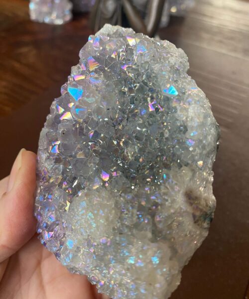 Alternative view of Premium High Grade Amethyst Angel Aura Druzy 188 Mini Geode Cluster Piece Cut Base 296g H9xW6.5xD4cm