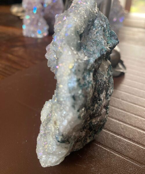 Premium High Grade Amethyst Angel Aura Druzy 188 Mini Geode Cluster Piece Cut Base 296g H9xW6.5xD4cm - Image 9