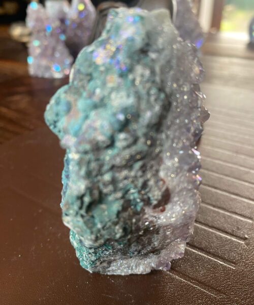 Premium High Grade Amethyst Angel Aura Druzy 188 Mini Geode Cluster Piece Cut Base 296g H9xW6.5xD4cm - Image 7
