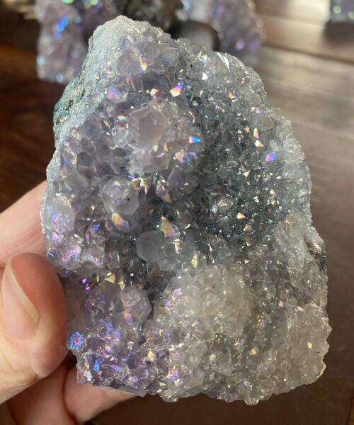 Premium High Grade Amethyst Angel Aura Druzy 188 Mini Geode Cluster Piece Cut Base 296g H9xW6.5xD4cm - Image 5