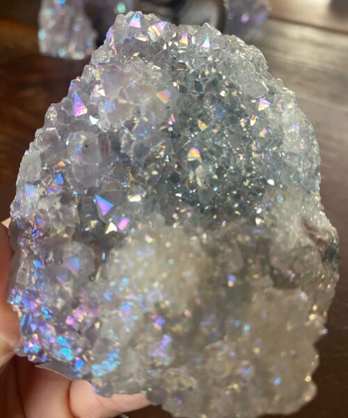 Premium High Grade Amethyst Angel Aura Druzy 188 Mini Geode Cluster Piece Cut Base 296g H9xW6.5xD4cm - Image 4