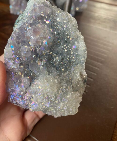 Premium High Grade Amethyst Angel Aura Druzy 188 Mini Geode Cluster Piece Cut Base 296g H9xW6.5xD4cm - Image 3