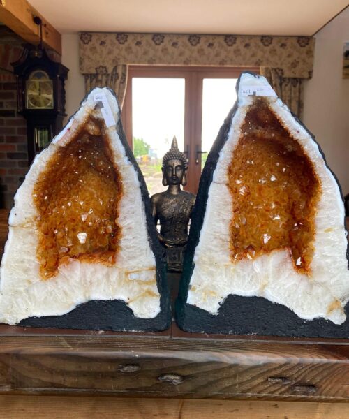 Citrine Geode PAIR 400 & 401 Crystal Cluster Druzy Premium Grade 12kg each H32xW24xD16cm - Image 21