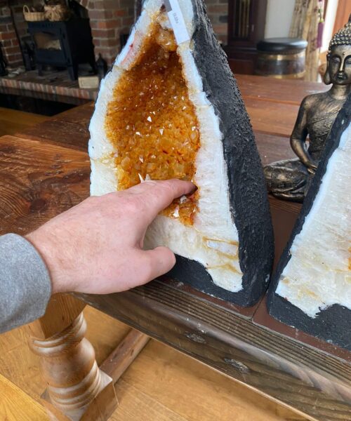 Citrine Geode PAIR 400 & 401 Crystal Cluster Druzy Premium Grade 12kg each H32xW24xD16cm - Image 3