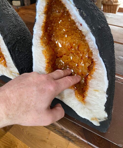 Alternative view of Citrine Geode PAIR 400 & 401 Crystal Cluster Druzy Premium Grade 12kg each H32xW24xD16cm
