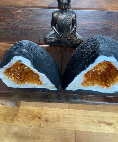 Citrine Geode PAIR 400 & 401 Crystal Cluster Druzy Premium Grade 12kg each H32xW24xD16cm - Image 19