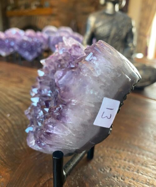 Amethyst Heart on Stand 13 Purple Quartz Geode Crystal Gift 493g - H9xW10xD4.5cm - Image 7
