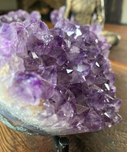 Amethyst Heart on Stand 14 Purple Quartz Geode Crystal Gift 911g - H10xW13xD6cm - Image 6