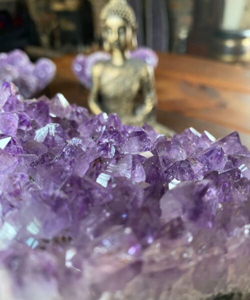 Amethyst Heart on Stand 14 Purple Quartz Geode Crystal Gift 911g - H10xW13xD6cm - Image 4