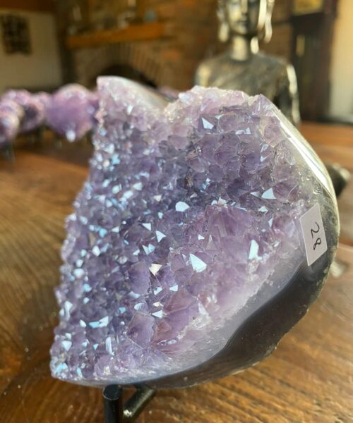 Amethyst Heart on Stand 28 Purple Quartz Geode Crystal Gift 1.011g - H13xW15xD3.5cm - Image 7