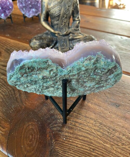 Amethyst Heart on Stand 28 Purple Quartz Geode Crystal Gift 1.011g - H13xW15xD3.5cm - Image 5