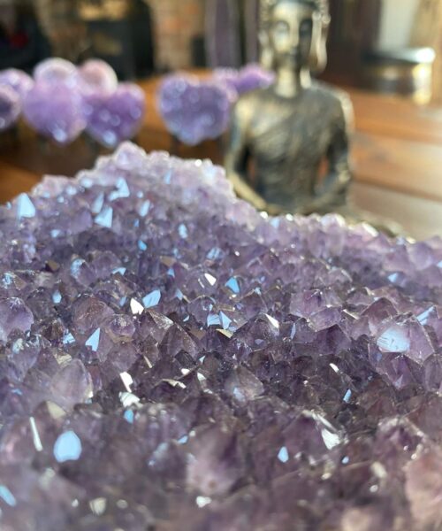 Amethyst Heart on Stand 28 Purple Quartz Geode Crystal Gift 1.011g - H13xW15xD3.5cm - Image 3