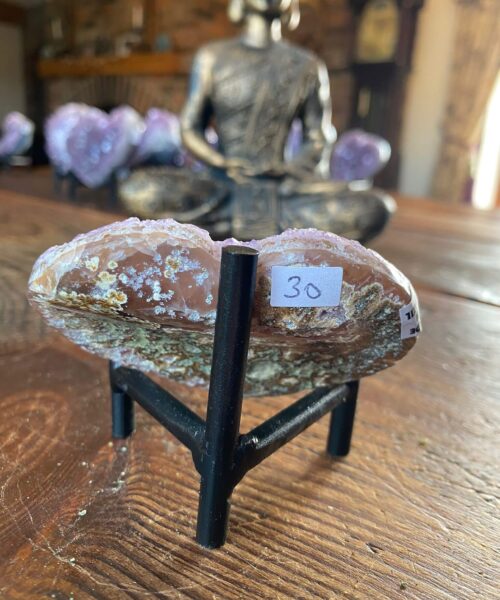 Amethyst Heart on Stand 30 Purple Quartz Geode Crystal Gift 161g - H5.5xW8.5xD1.5cm - Image 5