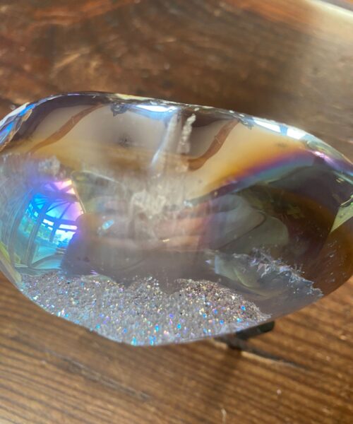 Agate Angel Aura Heart on Stand 11, Aura, Titanium, Cluster, Crystal, Gemstone 532g – H9xW10xD4cm - Image 5