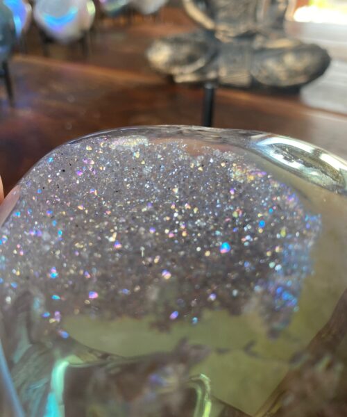 Agate Angel Aura Heart on Stand 11, Aura, Titanium, Cluster, Crystal, Gemstone 532g – H9xW10xD4cm - Image 3