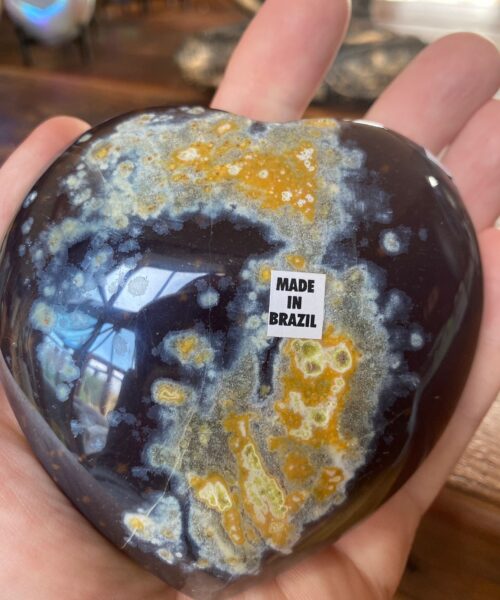 Alternative view of Agate Angel Aura Heart on Stand 11, Aura, Titanium, Cluster, Crystal, Gemstone 532g – H9xW10xD4cm
