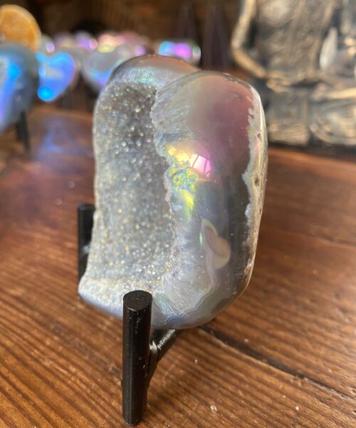 Agate Angel Aura Heart on Stand 3, Aura, Titanium, Cluster, Crystal, Gemstone 200g – H8xW9xD4.5cm - Image 7