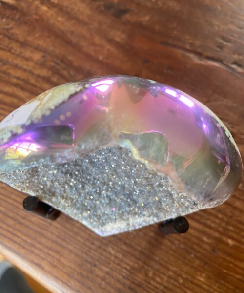 Agate Angel Aura Heart on Stand 3, Aura, Titanium, Cluster, Crystal, Gemstone 200g – H8xW9xD4.5cm - Image 6
