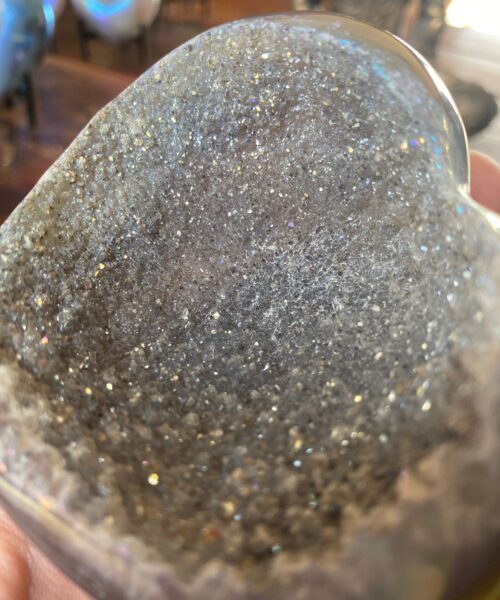 Agate Angel Aura Heart on Stand 3, Aura, Titanium, Cluster, Crystal, Gemstone 200g – H8xW9xD4.5cm - Image 4