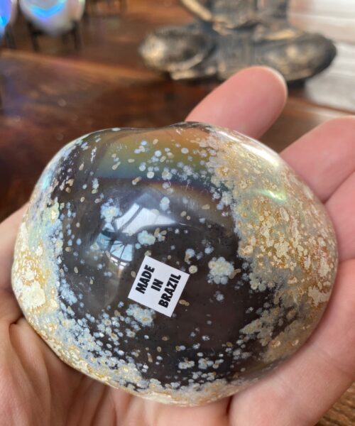 Alternative view of Agate Angel Aura Heart on Stand 3, Aura, Titanium, Cluster, Crystal, Gemstone 200g – H8xW9xD4.5cm