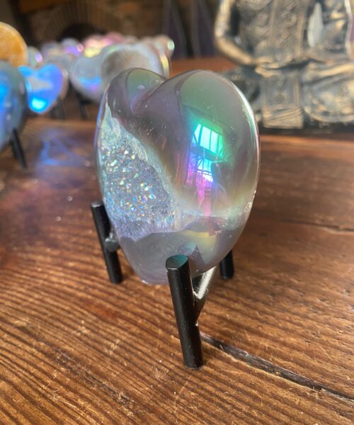 Agate Angel Aura Heart on Stand 4, Aura, Titanium, Cluster, Crystal, Gemstone 282g – H8xW9xD3cm - Image 5