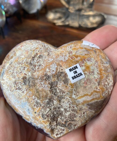 Alternative view of Agate Angel Aura Heart on Stand 6, Aura, Titanium, Cluster, Crystal, Gemstone 222g – H8xW9xD2.5cm