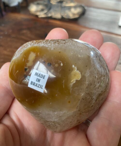 Alternative view of Agate Angel Aura Heart on Stand 9, Aura, Titanium, Cluster, Crystal, Gemstone 241g – H7xW7xD4cm