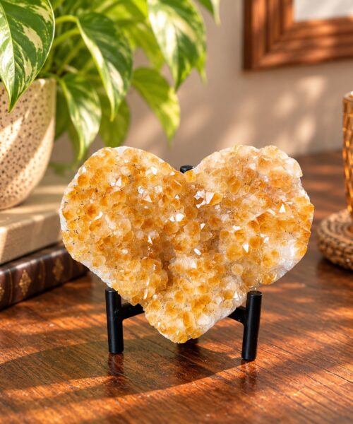 Citrine Heart 21, Crystal, Quartz, Geode, Cluster, Gemstone 702g - H9xW11xD5cm