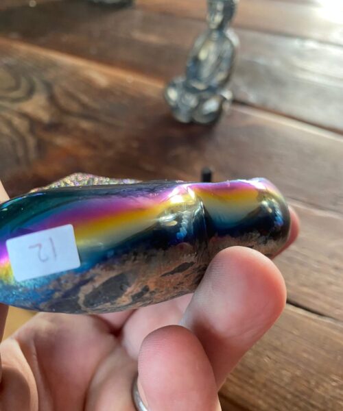 Rainbow Quartz Heart with Stand 12, Aura, Titanium, Cluster, Crystal, Gemstone 354g – H10xW9.5xD3.5cm - Image 7
