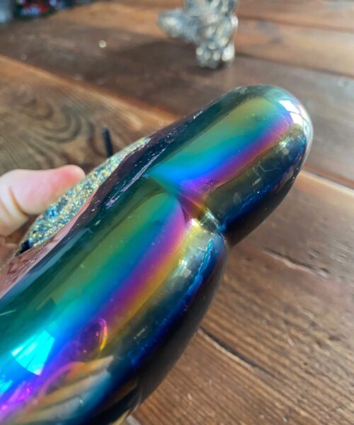 Huge Rainbow Quartz Heart with Stand 15, Aura, Titanium, Cluster, Crystal, Gemstone 1768g – H16xW17xD5cm - Image 5