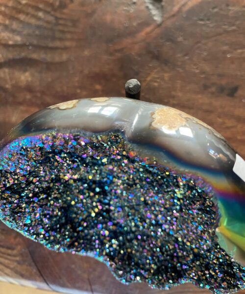 Rainbow Quartz Heart with Stand 17, Aura, Titanium, Cluster, Crystal, Gemstone 620g – H12xW11xD6cm - Image 11
