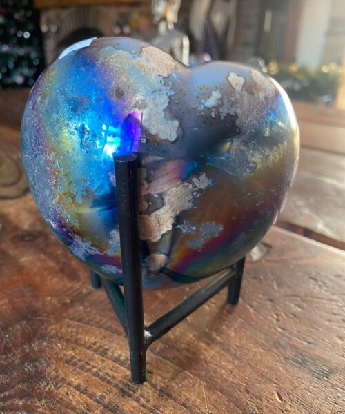 Rainbow Quartz Heart with Stand 17, Aura, Titanium, Cluster, Crystal, Gemstone 620g – H12xW11xD6cm - Image 10
