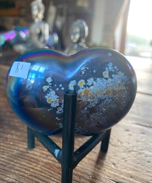 Rainbow Quartz Heart with Stand 18, Aura, Titanium, Cluster, Crystal, Gemstone 301g – H8xW8xD4cm - Image 7