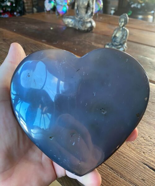 Alternative view of Rainbow Quartz Heart with Stand 22, Aura, Titanium, Cluster, Crystal, Gemstone 728g – H11.5xW13xD4cm