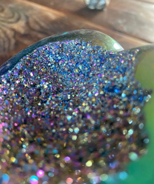 Rainbow Quartz Heart with Stand 23, Aura, Titanium, Cluster, Crystal, Gemstone 558g – H12xW10xD4cm - Image 9