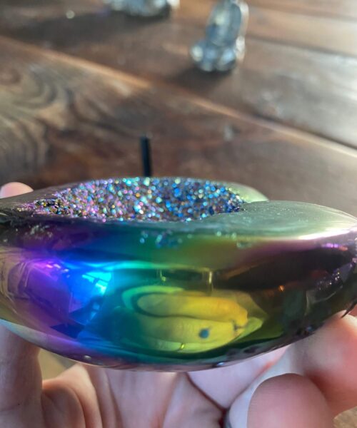 Rainbow Quartz Heart with Stand 23, Aura, Titanium, Cluster, Crystal, Gemstone 558g – H12xW10xD4cm - Image 7