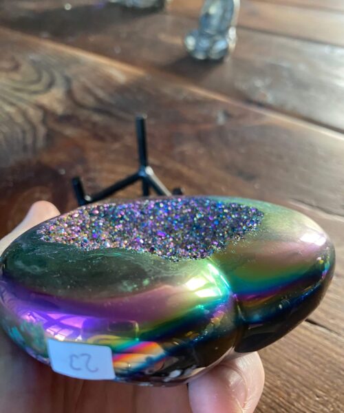 Rainbow Quartz Heart with Stand 23, Aura, Titanium, Cluster, Crystal, Gemstone 558g – H12xW10xD4cm - Image 6
