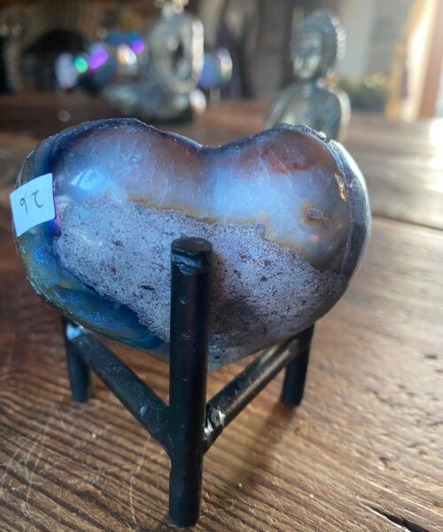 Rainbow Quartz Heart with Stand 26, Aura, Titanium, Cluster, Crystal, Gemstone 282g – H8xW7.5xD4cm - Image 7